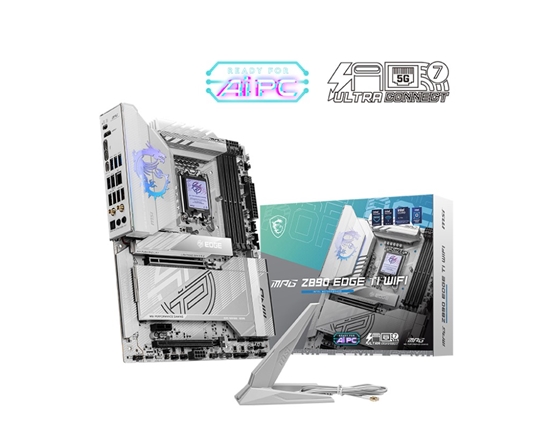 Picture of Mainboard|MSI|Intel Z890|LGA1851|ATX|Memory DDR5|Memory slots 4|1xPCI-Express 1x|2xPCI-Express 16x|5xM.2|1xHDMI|1xAudio-In|1xAudio-Out|1xUSB 2.0|4xUSB 3.0|4xUSB 3.1|1xUSB-C|1xOptical S/PDIF|1xRJ45|2xThunderbolt|MPGZ890EDGETIWIFI