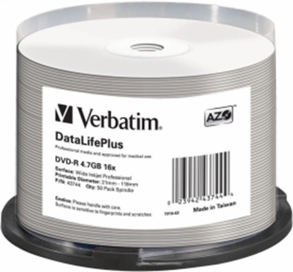 Attēls no Matricas DVD-R AZO Verbatim 4.7GB 16x Wide Printable non ID,50 Pack Spindle
