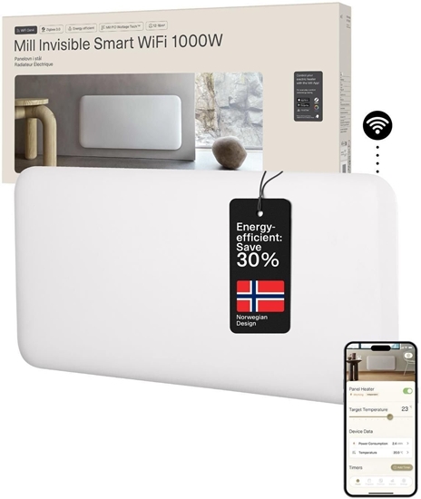 Picture of Mill Invisible Smart WiFi Heater | PA1000WIFI4 | Panel Heater | 1000 W | Suitable for rooms up to 12-16 m² | White | IPX4