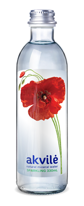 Attēls no Minerālūdens AKVILE, viegli gāzēts, stiklā, 0,33l (DEP) (puķes)