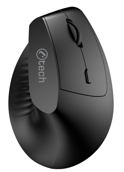 Изображение Mysz C-Tech C-TECH My VEM-15, pionowy, bezprzewodowa, BT5.0 + 2,4GHz, 1600DPI, baterie 400 mAh, czarny