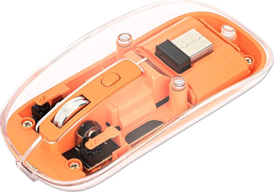 Изображение Mysz Manhattan Funkmaus USB-A 4przyciski RGB LED orange transparent