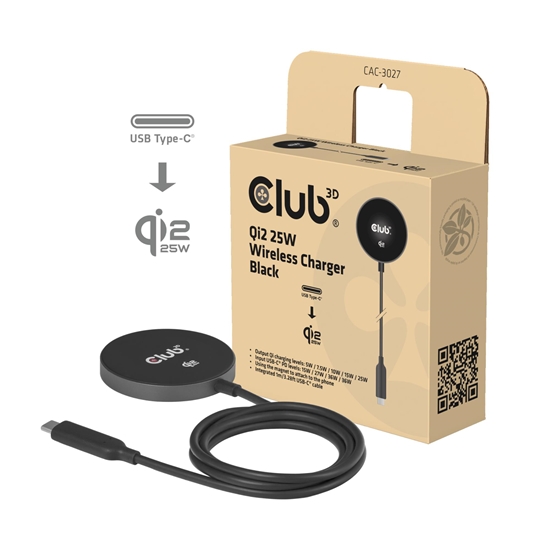 Picture of MOBILE CHARGER QI2 MAGSAFE/25W BLACK CAC-3027 CLUB3D