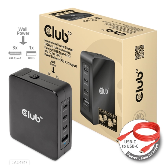 Picture of MOBILE TRAVEL CHARGER USB-C/140W GAN CAC-1917 CLUB3D