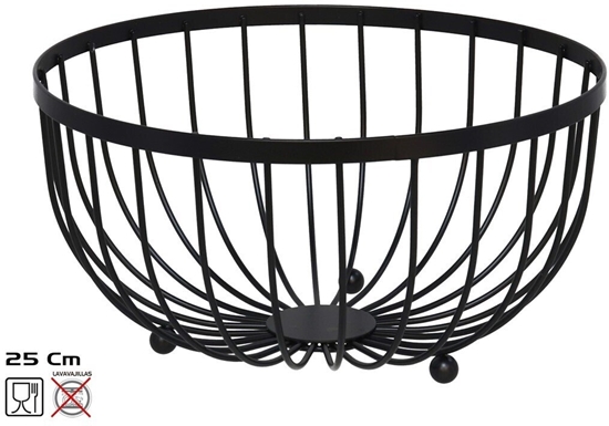 Picture of Mondex Czarna metalowa miska na owoce 25x25x13 cm KITCHEN&GO 8445393201818 (8445393201818)