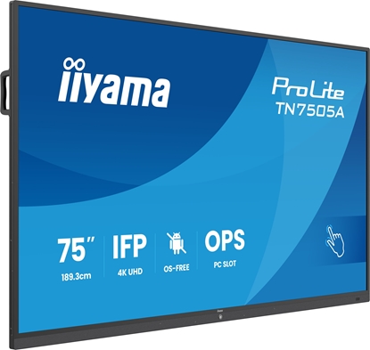 Picture of Monitor iiyama iiyama TN7505A-B1AG signage display Interaktywny paski panel 189,3 cm (74.5") 500 cd/m² 4K Ultra HD Czarny Ekran dotykowy