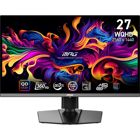 Picture of Monitor|MSI|MPG 271QRX QD-OLED|26.5"|Gaming|Panel QD-OLED|2560x1440|16:9|360Hz|Matte|0.03 ms|Swivel|Pivot|Height adjustable|Tilt|Colour Black|MPG271QRXQD-OLED