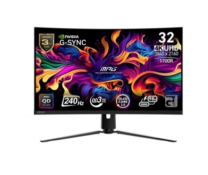 Attēls no Monitor|MSI|MPG 321CURX QD-OLED|31.5"|Gaming/Curved/4K|Panel QD-OLED|3840x2160|16:9|240 Hz|0.03 ms|MPG321CURXQD-OLED