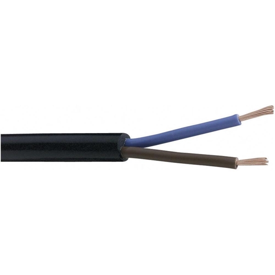 Picture of OMY 2x0.75 lokans elektrības kabelis ar vara dzīslu. Paredzēts lietošanai iekštelpās. Melns