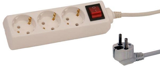 Picture of Pagarinātājs 1,5m ar slēdzi 3rozetes 3G1,0 balts 123001