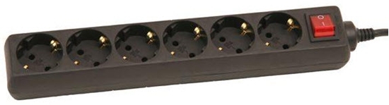 Picture of Pagarinātājs 1,5m ar slēdzi 6rozetes 3G1,0 melns 33061