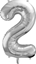 Изображение Party Deco Balon foliowy Cyfra "2", 86cm, srebrny uniwersalny