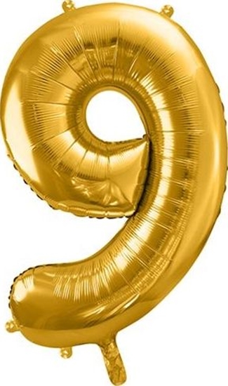 Picture of Party Deco Balon foliowy Cyfra "9", 86cm, zoty uniwersalny
