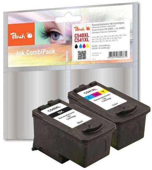 Изображение Peach 316603 tintes kārtridžs 2 pcs Melns, Tirkīzzils, Fuksīns, Dzeltens