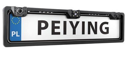 Attēls no Peiying kamera numura rāmī ar 2 parkošanās sensoriem (buzzer), 140°, night vision, IP67, 9–15V, PAL