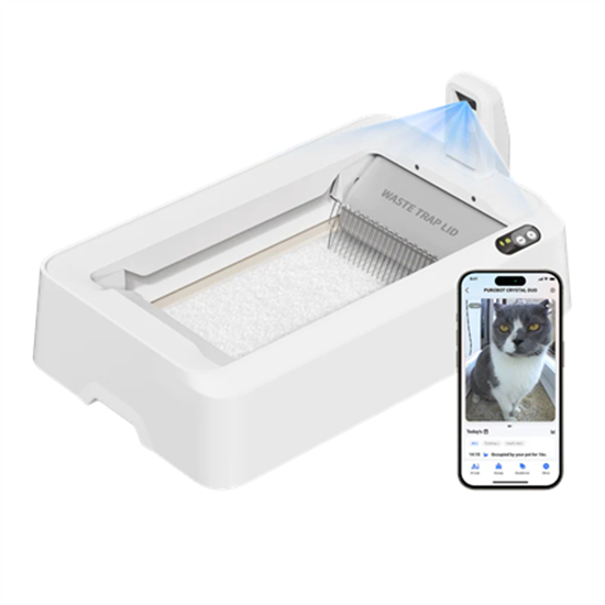 Picture of PETKIT Purobot Crystal Duo with Camera Self-Cleaning Cat Litter Box | White