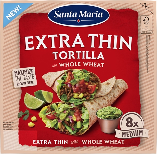 Изображение Pilngraudu kviešu tortilja 240g, īpaši plāna, Santa Maria