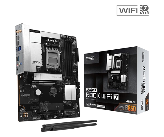 Picture of Mainboard|ASROCK|AMD B850|Socket AM5|ATX|RAM DDR5-SDRAM|4xSlots|Wi-Fi Yes|Bluetooth Yes|B850ROCKWIFI7