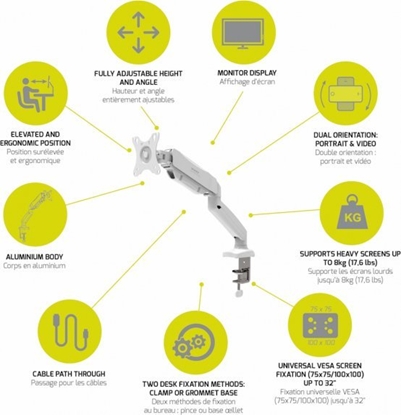 Attēls no Port Designs Monitor Arm White (901110)
