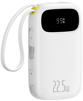 Attēls no Powerbank Baseus Powerbank 10000mAh z wywietlaczem wbudowanymi kablami EnerFill FC31 22.5W - biay Powerbank 20000mAh z wywietlaczem wbudowanymi kablami EnerFill FC31 22.5W - biay