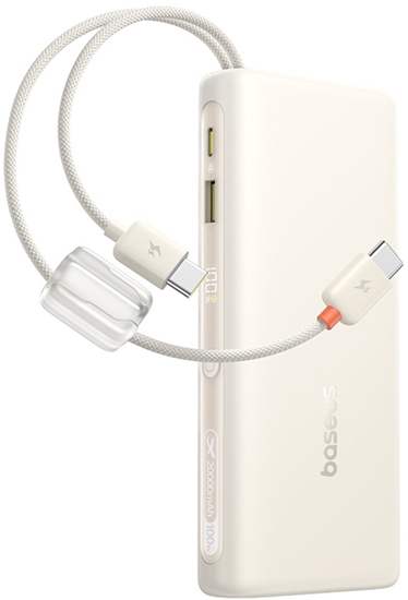 Picture of Powerbank Baseus Powerbank 20000mAh 100W z wywietlaczem dwoma kablami USB-C - beowy Powerbank 20000mAh 100W z wywietlaczem dwoma kablami USB-C - beowy