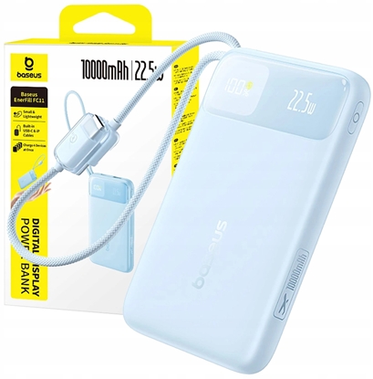 Attēls no Powerbank Baseus Powerbank Baseus EnerFill FC11 10000mAh 22.5W z wywietlaczem cyfrowym i dwoma wbudowanymi kablami - niebieski