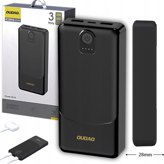 Изображение Powerbank Dudao Powerbank Dudao K10Pro 2,4A 20000mAh 2 x USB-A - czarny