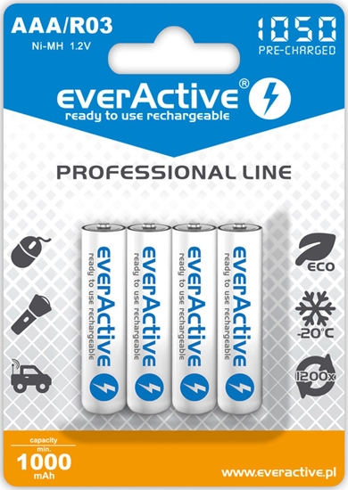 Picture of R03/AAA akumulatori 1.2V everActive Professional line Ni-MH 1050 mAh iepakojumā 4 gb.