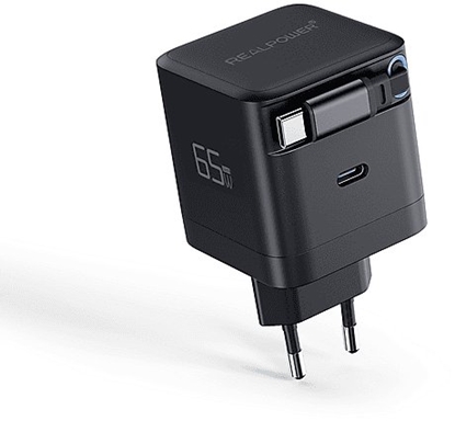 Изображение Realpower GaN Charger 65W schwarz,65 Watt,2x Type-C