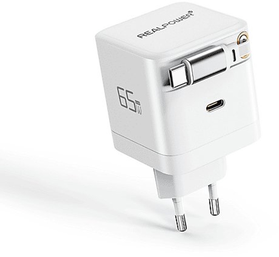 Изображение Realpower GaN Charger 65W weiss,65 Watt, 2x Type-C