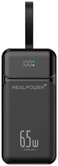 Изображение Realpower PB-27000 Pro,27.000mAh,65W,2x USB-A,2x USB-C,black