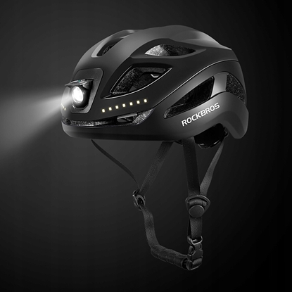 Attēls no RockBros Kask rowerowy Rockbros ZK-077 ze zintegrowanym owietleniem wielokierunkowym 57-61 cm - czarny