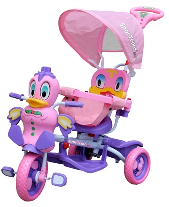 Attēls no RoGer Duck Kids Tricycle With Handle Pink