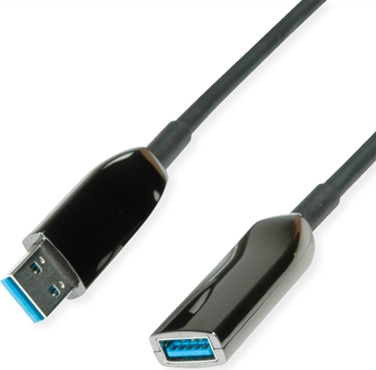 Picture of Roline USB 3.2 Gen 1 Extension Cable, 1 Port, AOC, M/F, black, 15 m