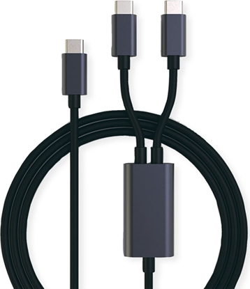 Picture of Roline USB2.0 Y - Splitter Charging Cable, Type C Connectors, C-C, M/M, max. 100W, black, 1.85 m