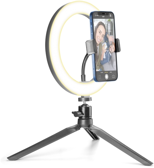 Picture of Selfie stick Tripod Cellularline Selfie Ring z owietleniem LED do zdj i filmów selfie czarny