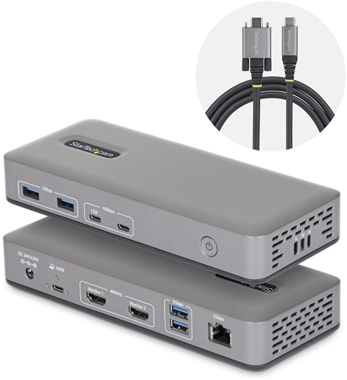 Picture of Stacja/replikator StarTech STARTECH.COM USB-C Dockingstation Dual 4K 60Hz HDMI MST Dock 100W Power Delivery adowanie laptopa bez sterowników Windows