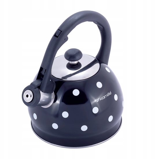 Изображение Stainless steel kettle with whistle, 2.0 L (black), 1070 BL, Kamille