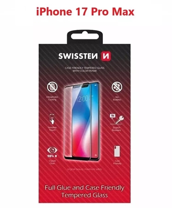 Изображение Swissten Full Face Color Frame Tempered Glass for Apple iPhone 17 Pro Max