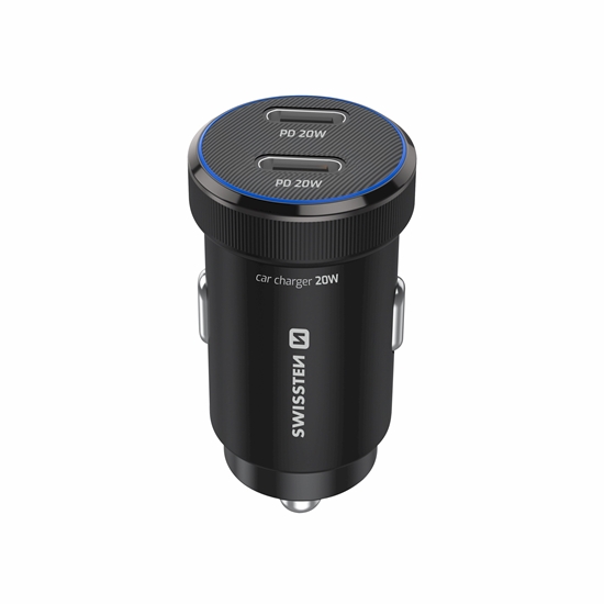 Picture of Swissten PD Mini 2x USB-C Car Charger 20W