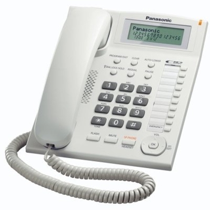 Изображение Telefon stacjonarny Panasonic Panasonic KX-TS880FXW Corded phone, White / LCD display / Standard phone with 3-line display/ CLIP function / Phone list 50 names and number / Jack for head set / REDIAL 30 number-KX-TS880FXW