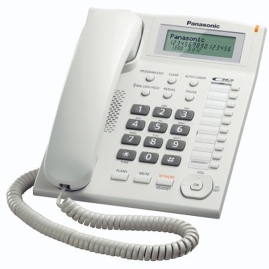 Изображение Telefon stacjonarny Panasonic Panasonic KX-TS880FXW Corded phone, White / LCD display / Standard phone with 3-line display/ CLIP function / Phone list 50 names and number / Jack for head set / REDIAL 30 number-KX-TS880FXW