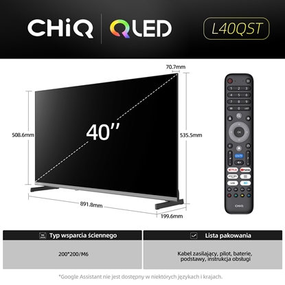 Attēls no Telewizor CHiQ L40QST TV 40", QLED, Full HD, Google TV, Frameless, Dolby Audio, dbx-tv, HDR 10