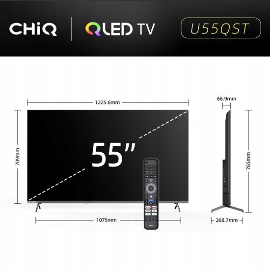 Изображение Telewizor CHiQ U55QST TV 55, UHD, QLED, Google TV, DLG 120 Hz, Dolby Audio, Frameless, metaliczna