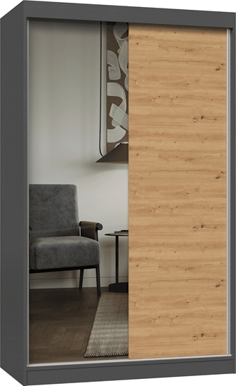 Picture of Topeshop SZAFA PRZESUWNA IGA 120 CM 1 LUSTRO ANTRACYT DB ARTISAN