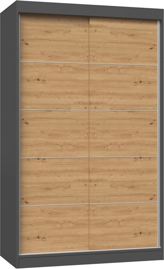 Picture of Topeshop SZAFA PRZESUWNA IGA 120 CM ZE SZPROSAMI ANTRACYT DB ARTISAN