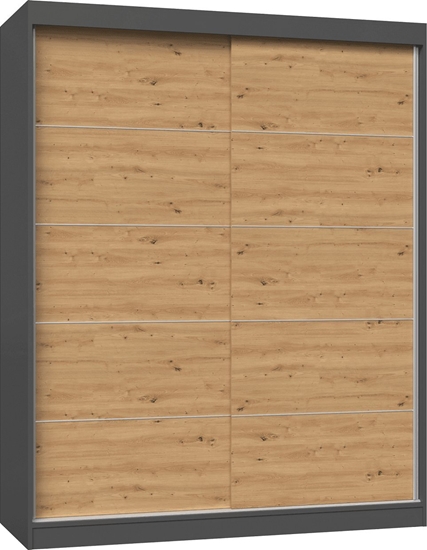 Picture of Topeshop SZAFA PRZESUWNA IGA 160 CM ZE SZPROSAMI ANTRACYT DB ARTISAN