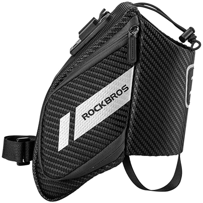 Attēls no Torba rowerowa pod siodeko z kieszonk na butelk bidon 1.5l - czarna Torba rowerowa pod siodeko z kieszonk na butelk bidon 1.5l - czarna