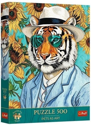Attēls no Trefl PUZZLE 500EL TREFL PREMIUM TYGRYS i SLONECZNIKI
