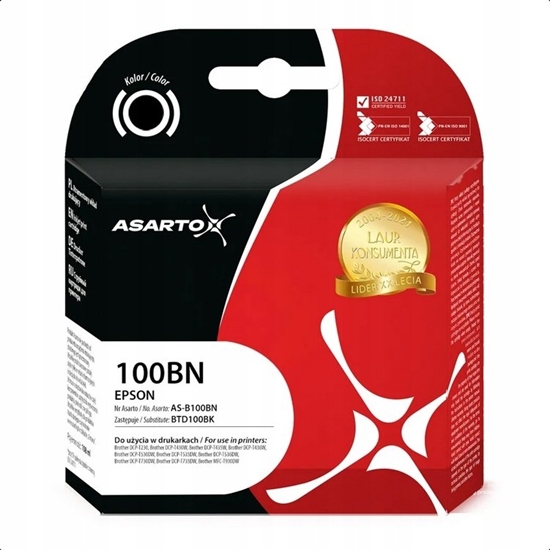 Изображение Tusz Asarto Tusz Asarto do Brother 100BN | BTD100BK | 108ml | black